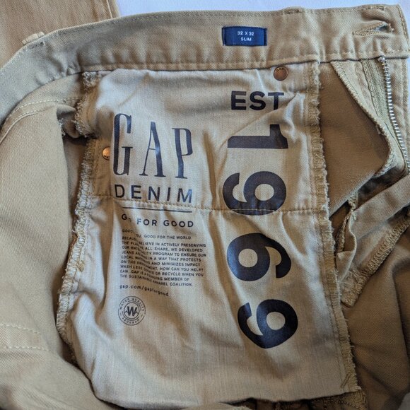 GAP Denim in Khaki Twill Slim Straight Fit | 32 x 32 - Picture 7 of 9